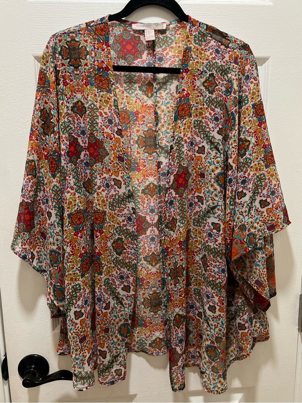Forever 21 Contemporary Multicolor Boho Floral Sheer Kimono Cardigan Size Medium